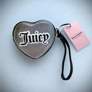 Juicy Couture Metallic Silver Heart Pouch